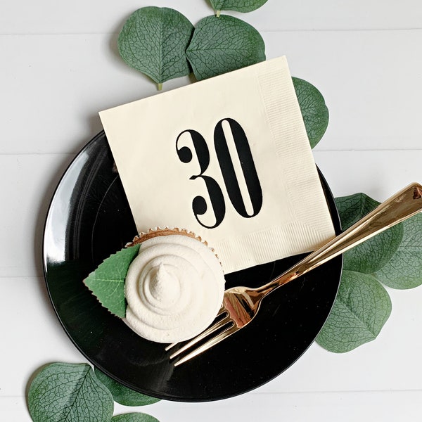 30th Birthday Napkins: Foil Embossed Cocktail Napkins (Set of 16) Dirty Thirty