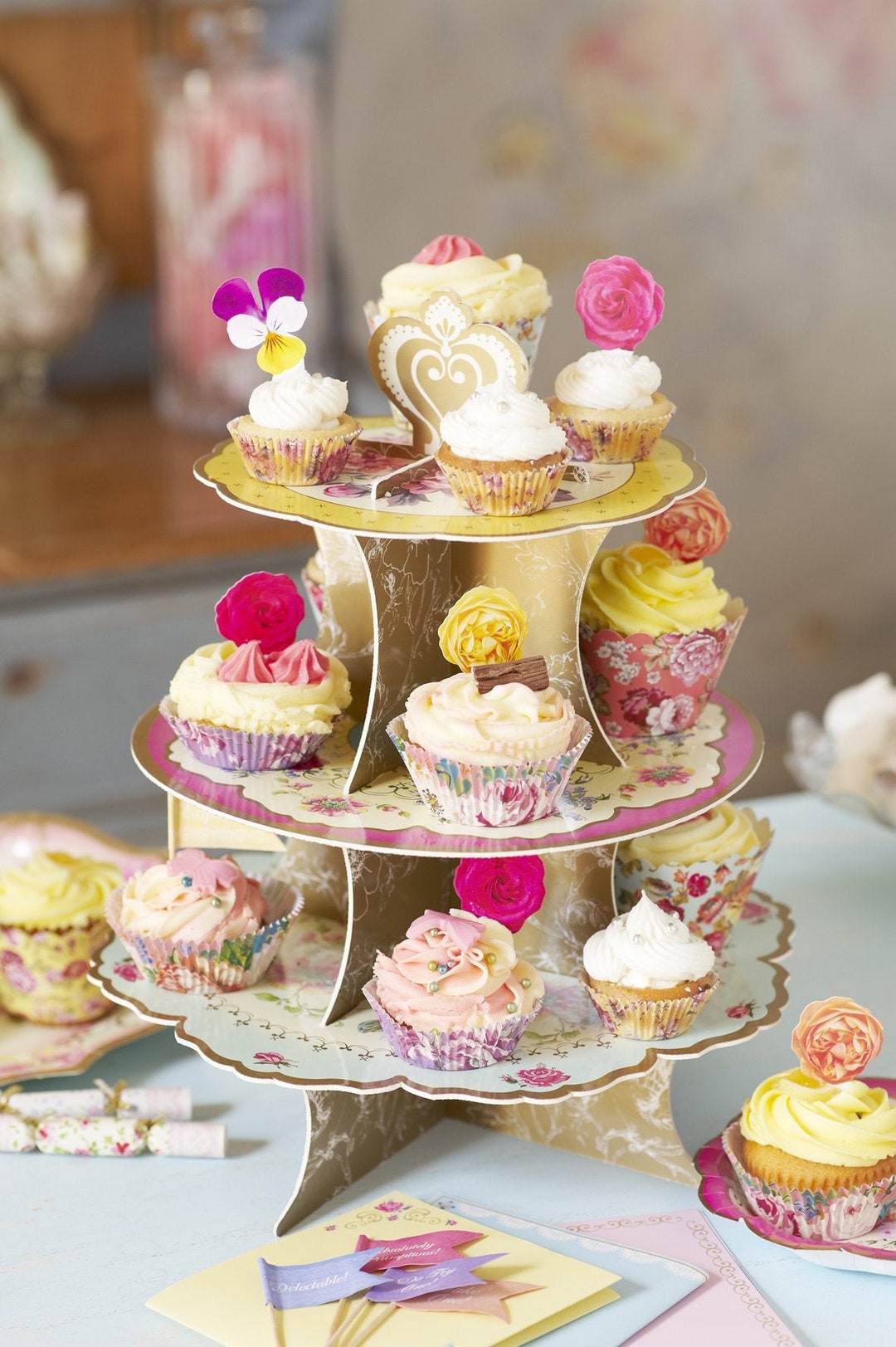 Cupcake Stand Tea Time Cake Stand Three Tier Cake Stand Tea Party