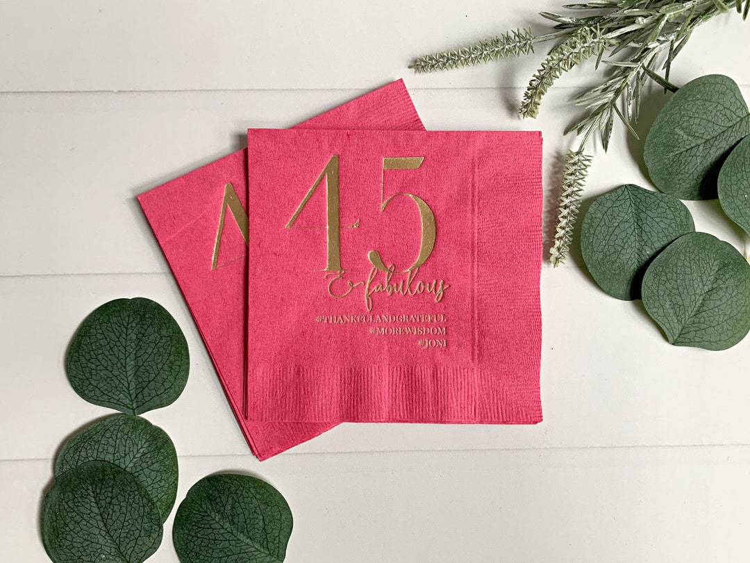 Personalized Birthday Cocktail Napkins With Hashtags Etsy