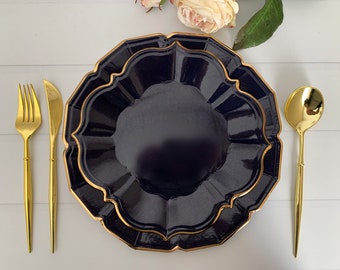 Navy Scalloped Dinner Plates