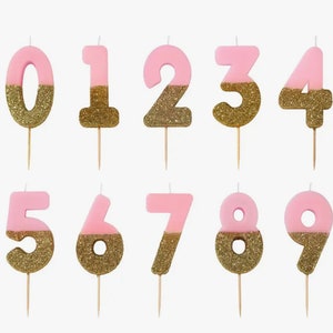 Make every milestone birthday special with EnFete's Pink and Gold Glitter Dipped Birthday Number Candles. Available in all numbers, from 1 to 100, add a touch of magic and sparkle to your celebration. Shop now!