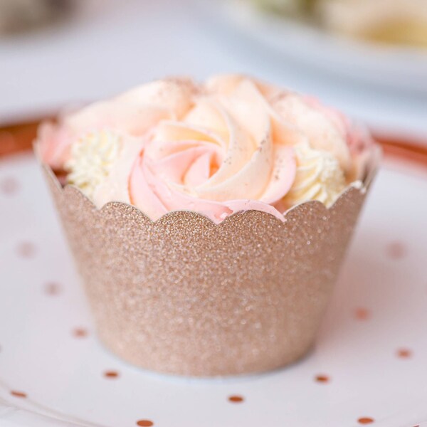 Rose Gold Glitter Cupcake Wrappers