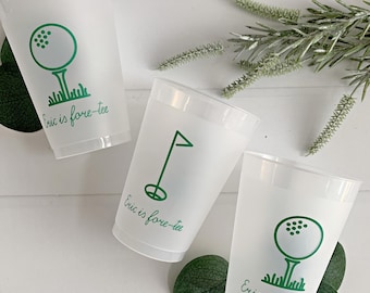 Personalized Golf Party Cups: 12 oz Frosted Plastic, Custom Text