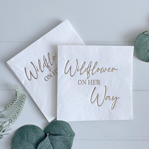 Wildflower Baby Shower Napkins: Gold Foil Cocktail or Luncheon Napkins, Set of 16 On Her Way Cocktail