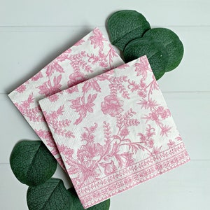 Pink Toile Paper Cocktail Napkins