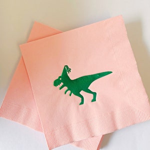 Dinosaur Birthday Napkins Pink Drink Size image 1