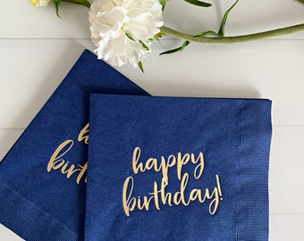 Happy Birthday Napkins - Navy