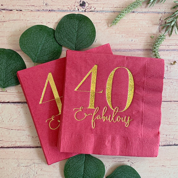 40 & Fabulous Cocktail Napkins - Hot Pink