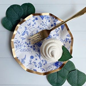 Blue Toile Dessert Bowls - Bonjour French Baby Shower