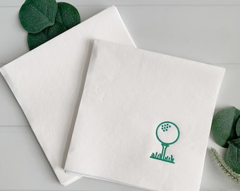 Golf Party Napkins - Green Foil Golf Ball Design, Set of 16