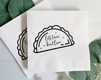 Let's Taco 'Bout Love Napkins - Cocktail - Black & White