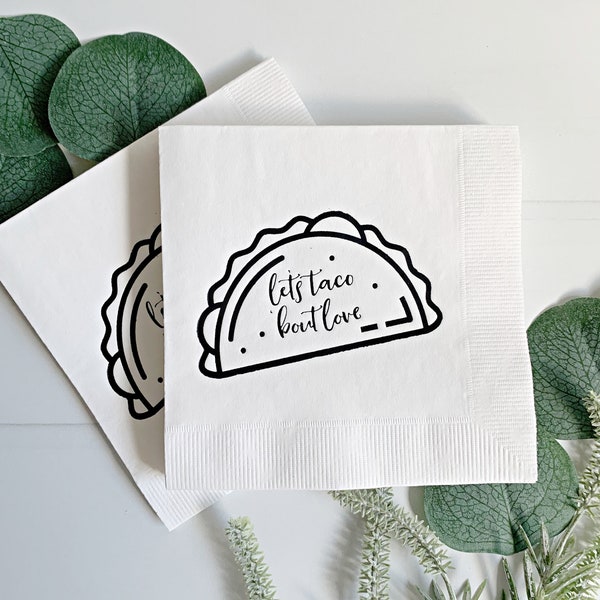 Let's Taco 'Bout Love Napkins - Cocktail - Black & White