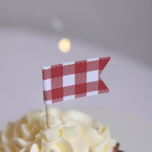 Baby Q Red and White Gingham Cupcake Flags image 4