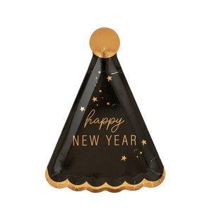 New Year&#39;s Eve Party Supplies - Party Hat Shaped Paper Plates