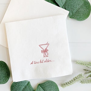 A Tini Bit Older - Set of 16: Pink Foil Martini Birthday Napkins