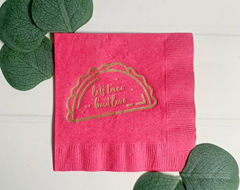 Let's Taco 'Bout Love Lunch Napkins: Hot Pink Fiesta Engagement Party Decor, Set 16