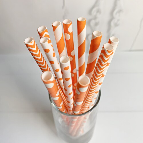 Orange Paper Straws Little Cutie Straws Party Straws Little Etsy