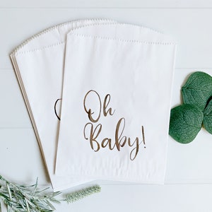 Oh Baby Shower Favor & Treat Bags- Silver
