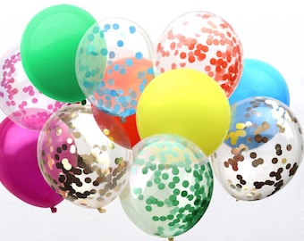 Bright Fiesta Balloons - Rainbow and Confetti Mix