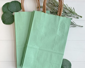 Mint Green Favor Bags | Baby Shower, Wedding, Garden Party Gift Bags (Set of 10)