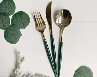 Emerald & Gold Modern Utensils