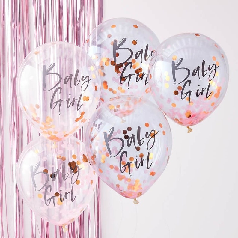 Baby Girl Baby Shower Balloons Rose Gold And Pink Baby Girl Etsy