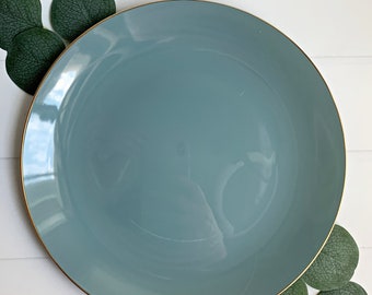 Dusty Blue with Gold Dinner Plates - Plastic