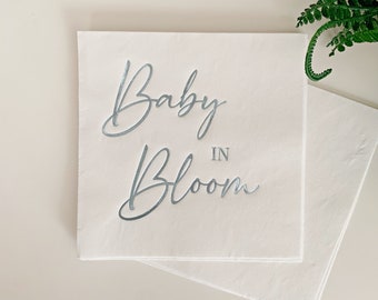 Baby in Bloom - Baby Shower Napkins - Blue