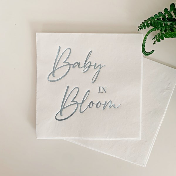 Baby in Bloom - Baby Shower Napkins - Blue