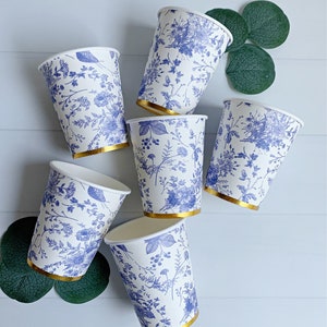 Blue Chinoiserie Paper Cups - For Baby Showers, Bridal Showers, and Birthday Parties