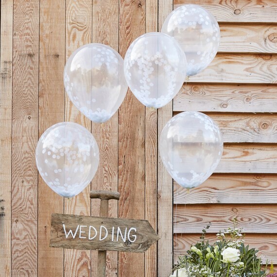 White Confetti Balloons, Rustic Wedding Il_570xn