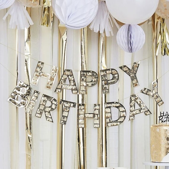 Gold Fringe Happy Birthday Banner Il_570xn