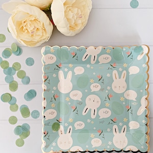 Bunny Dinner Plates - Blue Square