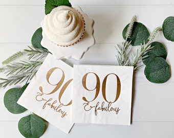 90 & Fabulous Cocktail Napkins - Gold Foil