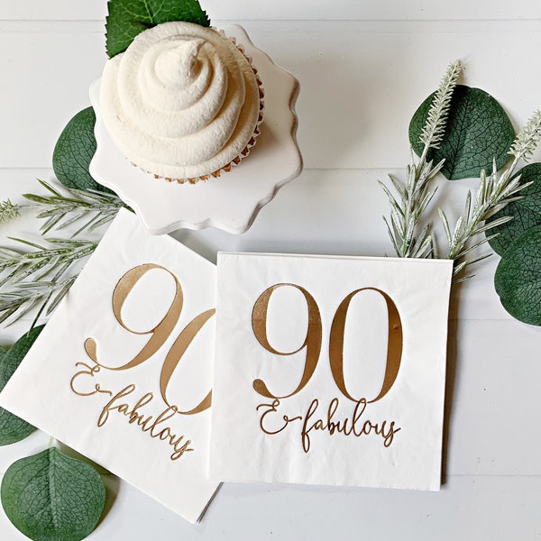 90 & Fabulous Cocktail Napkins - Gold Foil