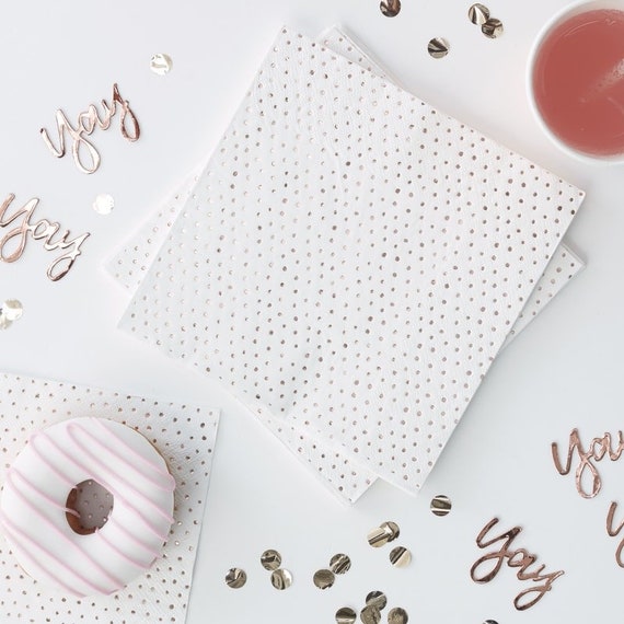 Rose Gold Polka Dot Napkins, Bridal Shower Il_570xn