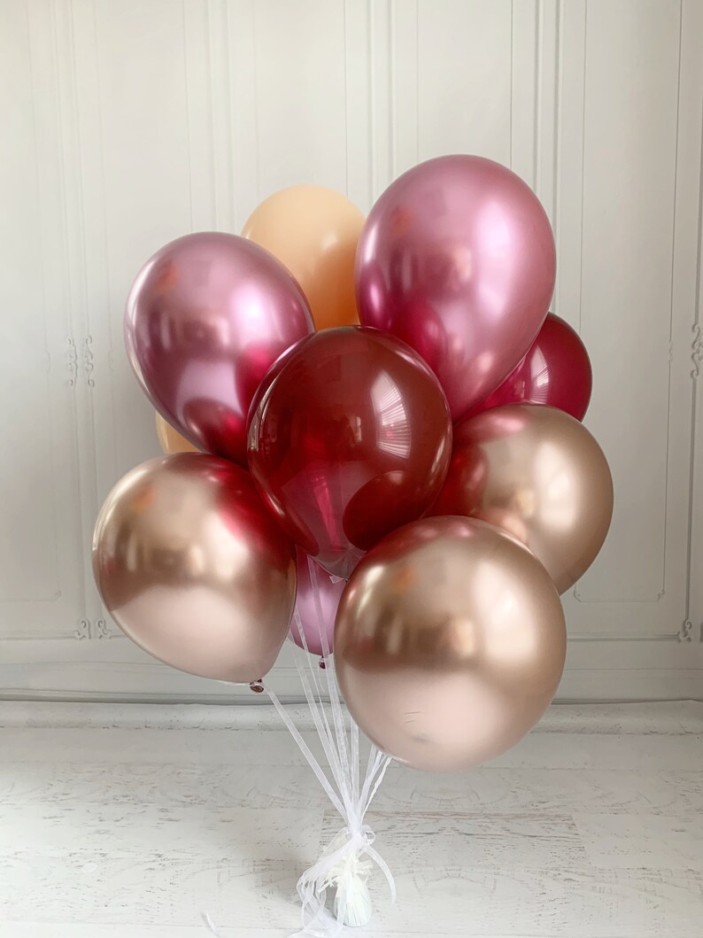 Burgundy & Blush Balloon Bouquet image 1