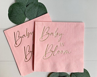 Baby in Bloom - Cocktail Napkins - Pink/Gold