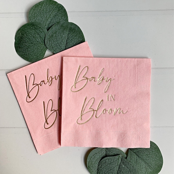 Baby in Bloom - Cocktail Napkins - Pink/Gold
