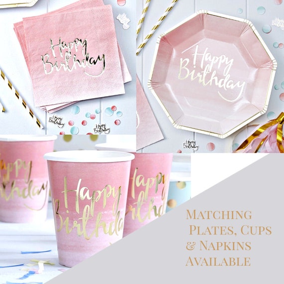 pink and gold paper plates