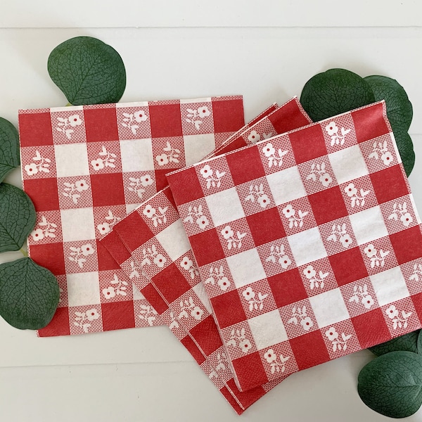 Red Gingham Napkins Etsy