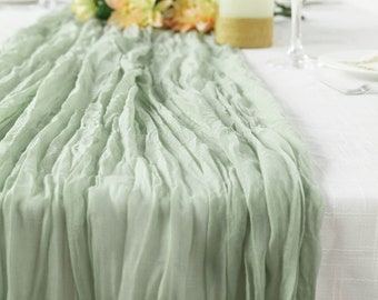 Sage Cheesecloth Table Runner