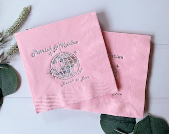 Personalized Disco Bachelorette, Birthday, Wedding Napkins - Your Custom Phrase Your Choice of Foil