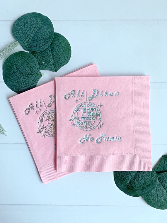 All Disco No Panic Cocktail Napkins Pink by EnFete Catch My Party
