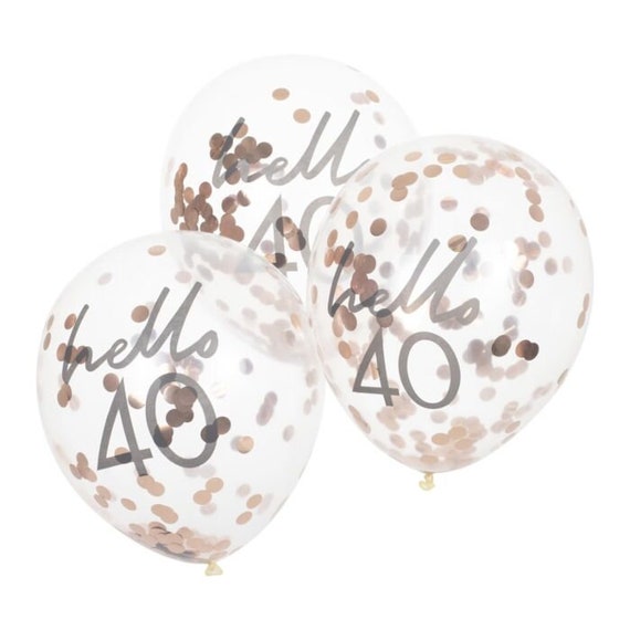 Hello 40 Rose Gold Confetti Filled Balloons Il_570xn