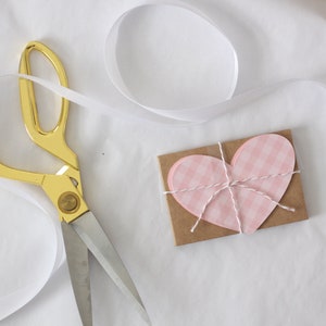 Handmade DIY Valentine cards or lunchbox notes - cute little gingham hearts and kraft envelopes.