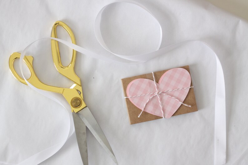 Handmade DIY Valentine cards or lunchbox notes - cute little gingham hearts and kraft envelopes.