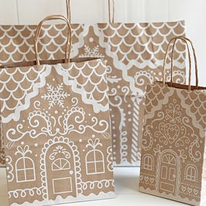 Gingerbread House Gift & Favor Bags for Christmas and Holiday Present Wrapping