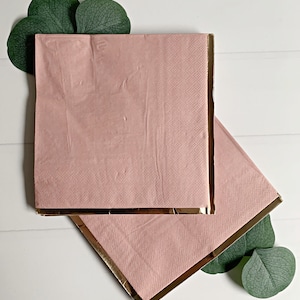 Dusty Rose and Gold Luncheon Napkins