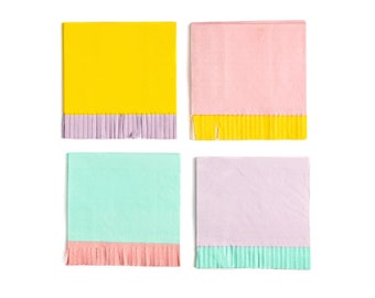 Pastel Fringed Cocktail Napkins